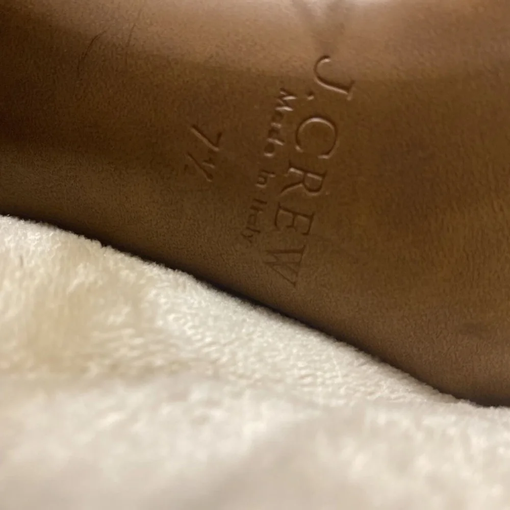 J. Crew Size 7.5 Tan & Black Closed Toe Leather Ankle Booties - Made in Italy
